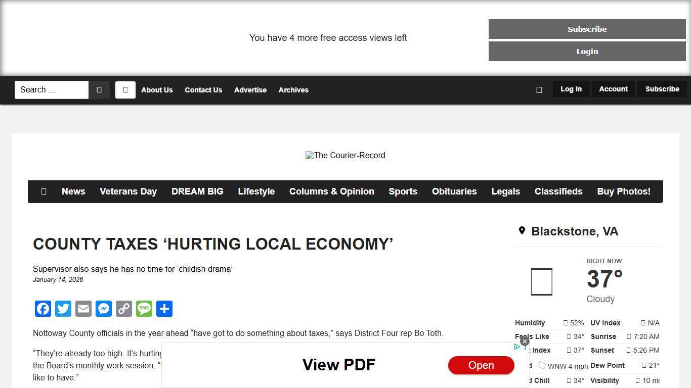 COUNTY TAXES ‘HURTING LOCAL ECONOMY’ - The Courier-Record